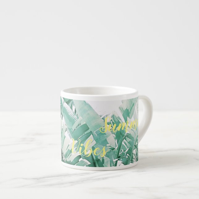 Summer Vibes Palm Blätter Espresso Kaffee Tasse (Vorderseite Rechts)