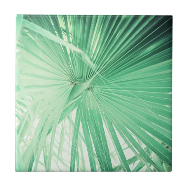 Summer Vibes Palm Tree Blätter Blassgrün Fliese (Vorderseite)