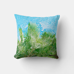 Summer Vibes Palm Tree Blätter Blassgrün Kissen