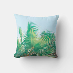 Summer Vibes Palm Tree Blätter Blassgrün Kissen