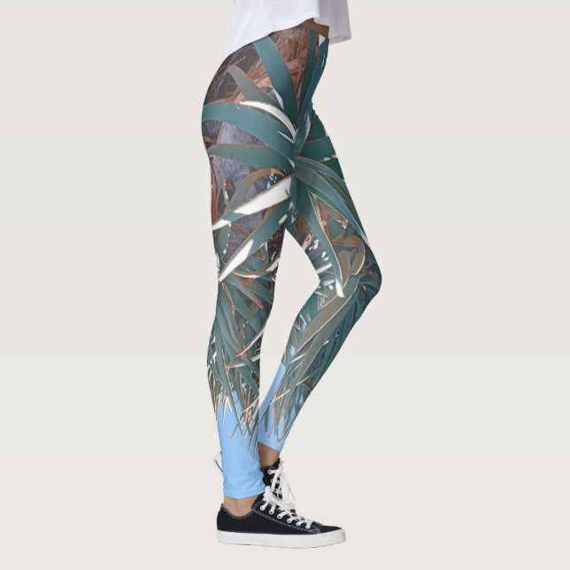 Summer Vibes Palm Tree Blätter Blassgrün Leggings (Rechts)