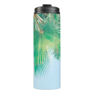 Summer Vibes Palm Tree Blätter Blassgrün Thermosbecher