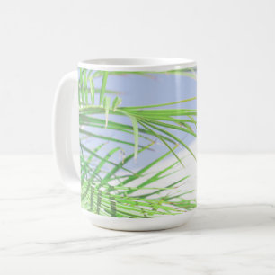 Summer Vibes Palm Tree Blätter Blassgrüne Pastel Kaffeetasse