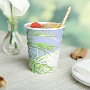 Summer Vibes Palm Tree Blätter Blassgrüne Pastel Pappbecher