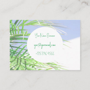 Summer Vibes Palm Tree Blätter Blassgrüne Pastel Visitenkarte