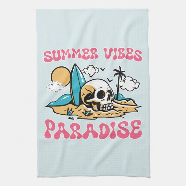 Summer Vibes Paradise - Skull Geschirrtuch (Vertikal)