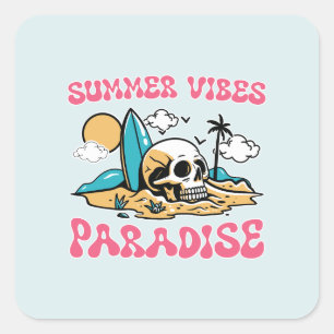 Summer Vibes Paradise - Skull Quadratischer Aufkleber
