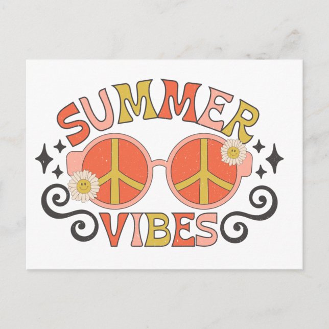 Summer Vibes Peace Sonnenbrille Postkarte (Vorderseite)