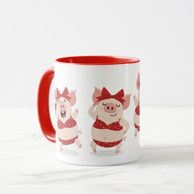 Summer Vibes Pigs in Bikinis Tasse (Vorderseite Links)