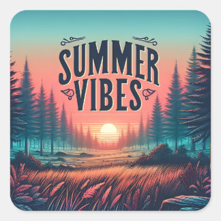 Summer Vibes Quadratischer Aufkleber