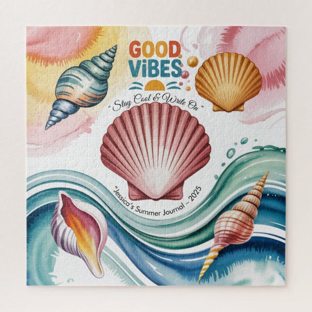 Summer Vibes Retro Beach Illustration (Vertikal)