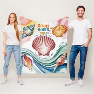 Summer Vibes Retro Beach Illustration Fleecedecke