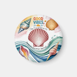 Summer Vibes Retro Beach Illustration Magnet