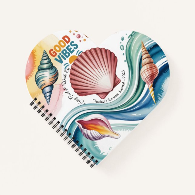 Summer Vibes Retro Beach Illustration Notizbuch (Vorderseite)