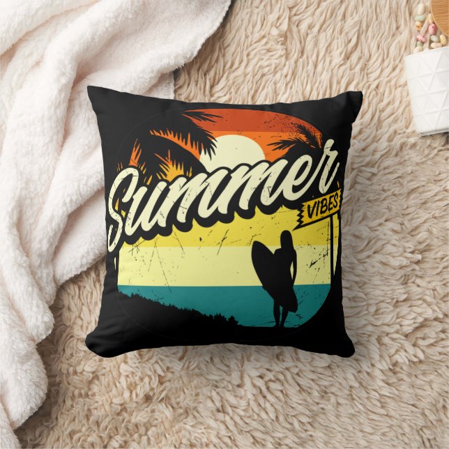 Summer Vibes Retro Silhouette Kissen (Decke)