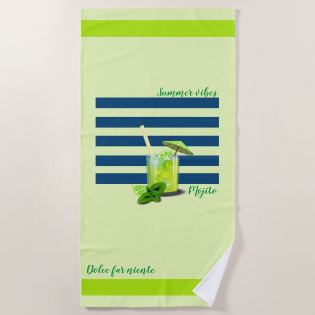 "Summer Vibes" Serviette de plage Mojito (Devant)