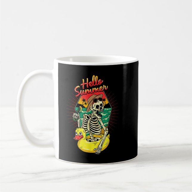 Summer Vibes Skeleton Funny Skeleton On Beach Sonn Kaffeetasse (Links)