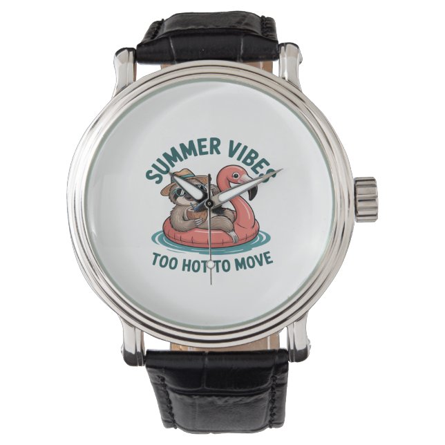 Summer Vibes Sloth Funny Lazy Float Armbanduhr (Vorderseite)