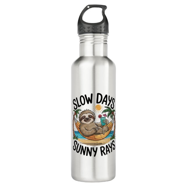 Summer Vibes Sloth Funny Lazy Float Edelstahlflasche (Vorderseite)