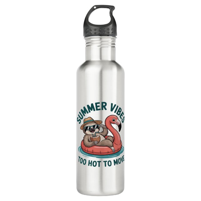 Summer Vibes Sloth Funny Lazy Float Edelstahlflasche (Vorderseite)
