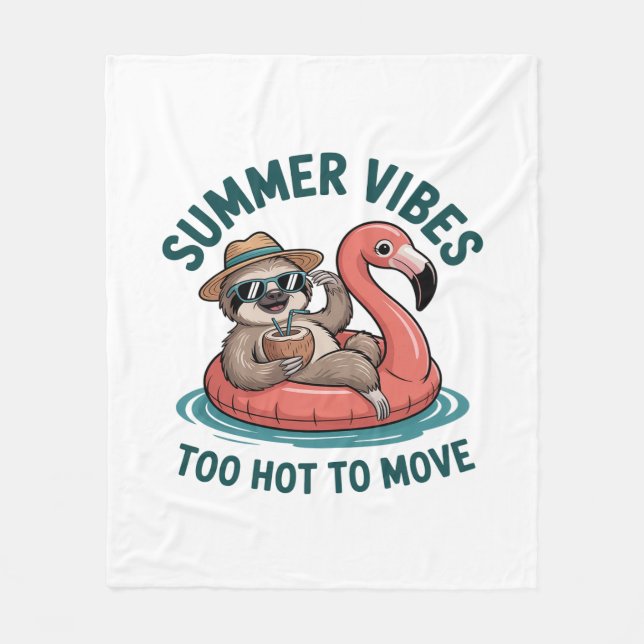 Summer Vibes Sloth Funny Lazy Float Fleecedecke (Vorderseite)