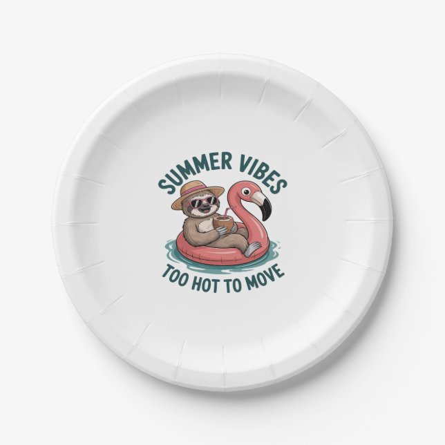 Summer Vibes Sloth Funny Lazy Float Pappteller (Vorderseite)
