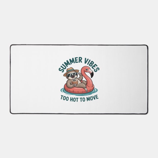 Summer Vibes Sloth Funny Lazy Float Schreibtischunterlage (Vorderseite)