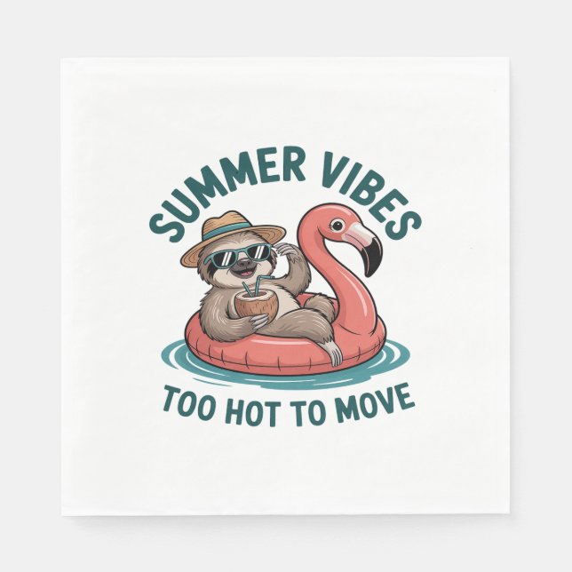 Summer Vibes Sloth Funny Lazy Float Serviette (Vorderseite)