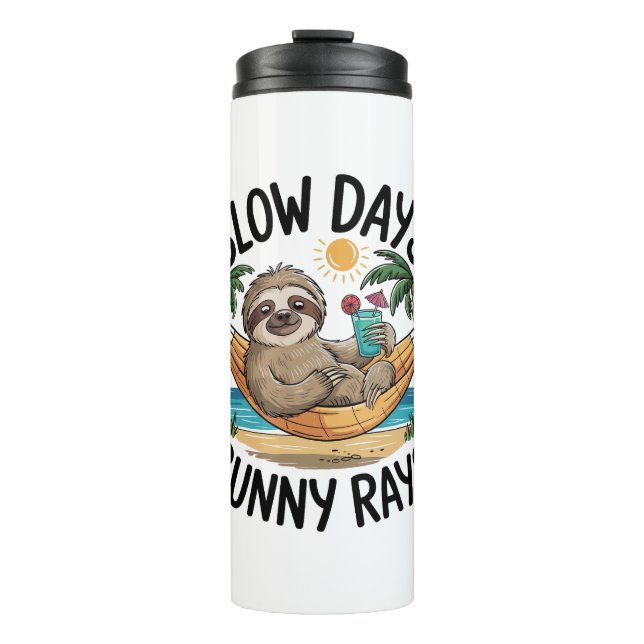 Summer Vibes Sloth Funny Lazy Float Thermosbecher (Vorderseite)