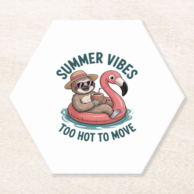Summer Vibes Sloth Funny Lazy Float Untersetzer (Vorderseite)