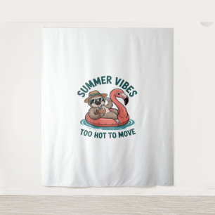 Summer Vibes Sloth Funny Lazy Float Wandteppich