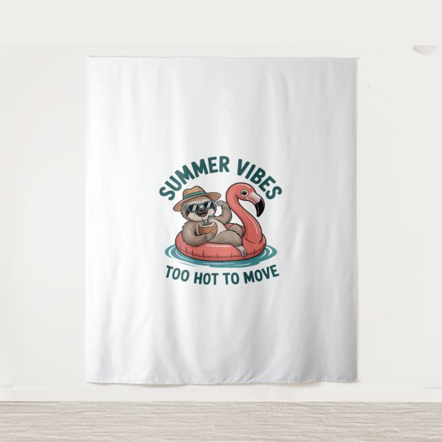 Summer Vibes Sloth Funny Lazy Float Wandteppich (Vorderseite)