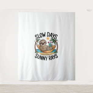 Summer Vibes Sloth Funny Lazy Float Wandteppich