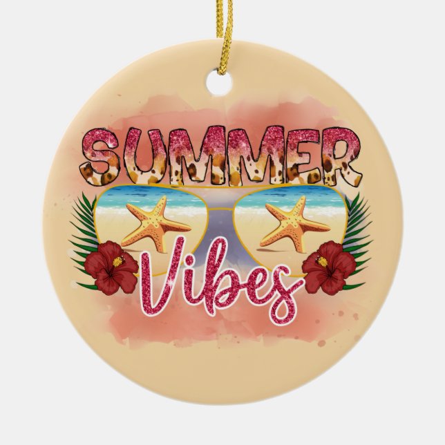 Summer Vibes | Starfish | Küstenstrand Keramik Ornament (Vorne)