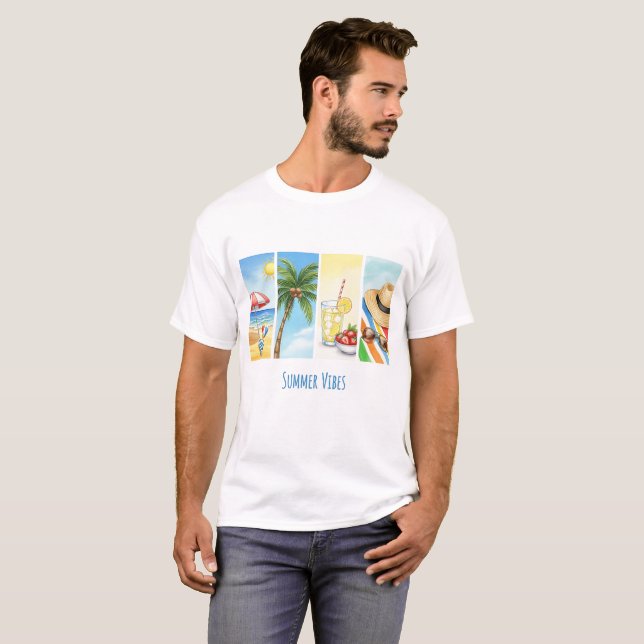 Summer Vibes Sublimation T-Shirt | Retro Beach Sce (Vorne ganz)