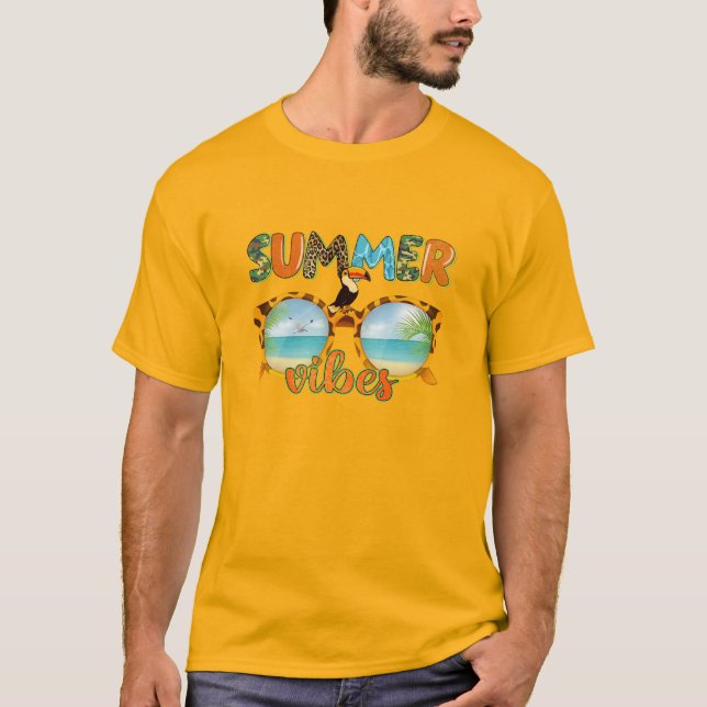 Summer Vibes Toucan Sonnenbrille T-Shirt (Vorderseite)