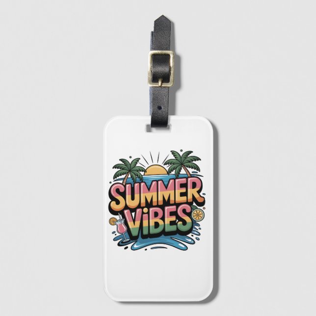 Summer Vibes Tropical Beach Gepäckanhänger (Vorderseite Vertikal)