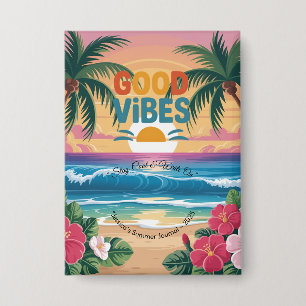 Summer Vibes Tropical Notebook Button
