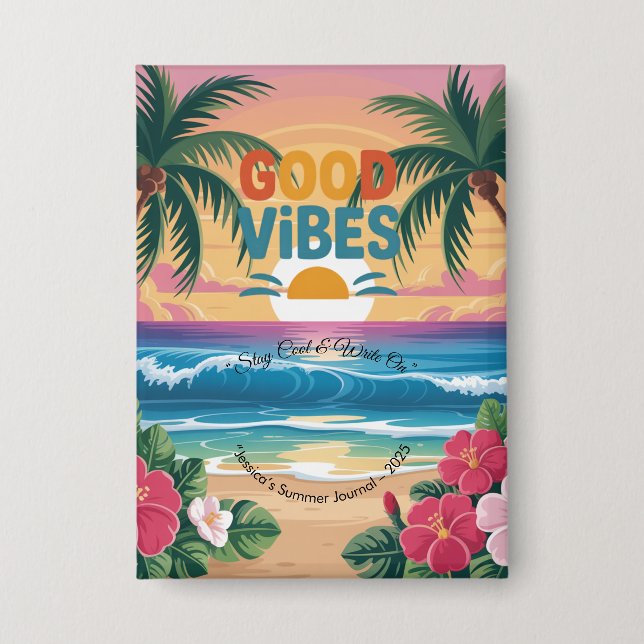Summer Vibes Tropical Notebook Button (Vorderseite)
