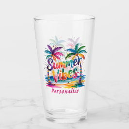 Summer Vibes Tropical Palm Tree Ozean farbenfroh Glas