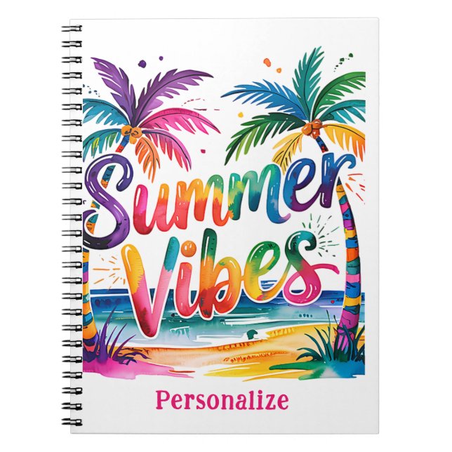 Summer Vibes Tropical Palm Tree Ozean Personalisie Notizblock (Vorderseite)