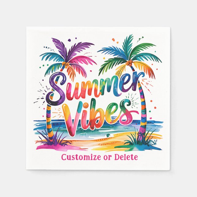 Summer Vibes Tropical Palm Tree Ozean Personalisie Serviette (Vorderseite)