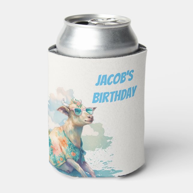 Summer Vibes Watercolor Goat - Happy Birthday Dosenkühler (Kanne Vorderseite)