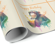 Summer Vibes Watercolor Monkey - Happy Birthday