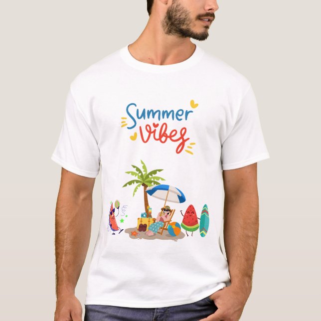  Summer Vibes: Watermelon Beach Party Illustration T-Shirt (Vorderseite)
