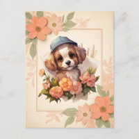 Summer Wassercolor Puppy - Blumenrahmen -
