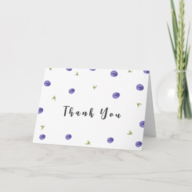 Summer watercolor Blueberry Farm Baby Dusche Dankeskarte (Vorderseite)