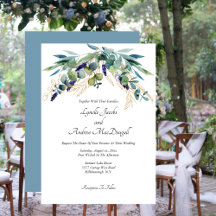 Summer Watercolor Eucalyptus Blue Green Wedding