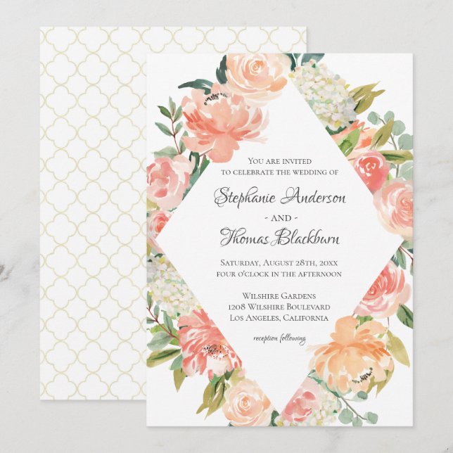 Summer Watercolor Floral Medley Einladung (Vorne/Hinten)