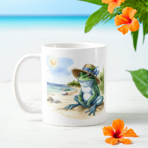 Summer Watercolor Frog am Strand Kaffeetasse